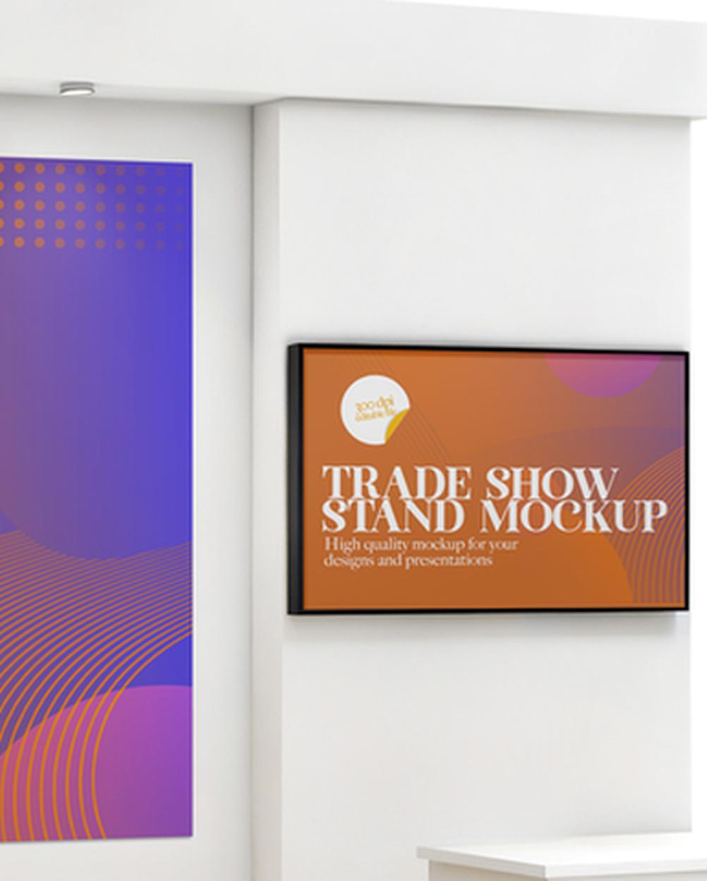 Mockup Stand Feira Comercial PSD Realista – vista frontal Mockup Stand Feira Comercial PSD Realista – vista frontal