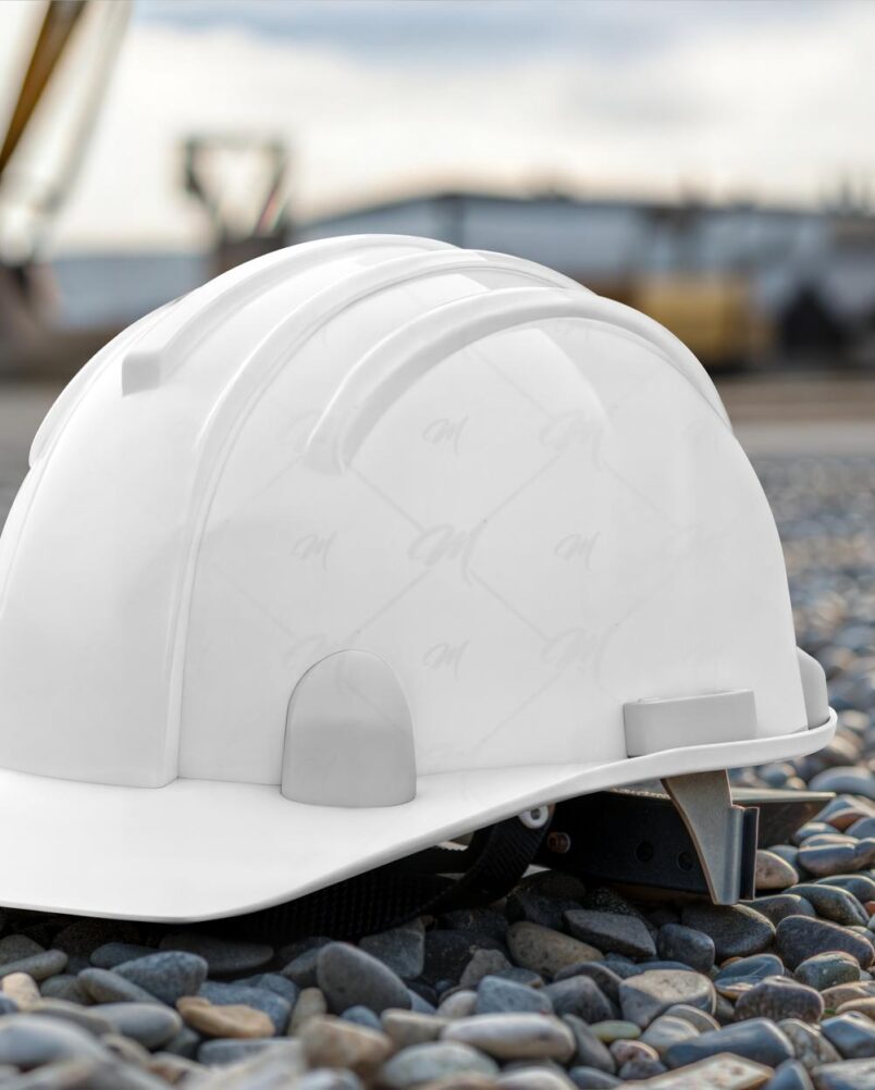 Mockup Capacete Segurança Canteiro PSD