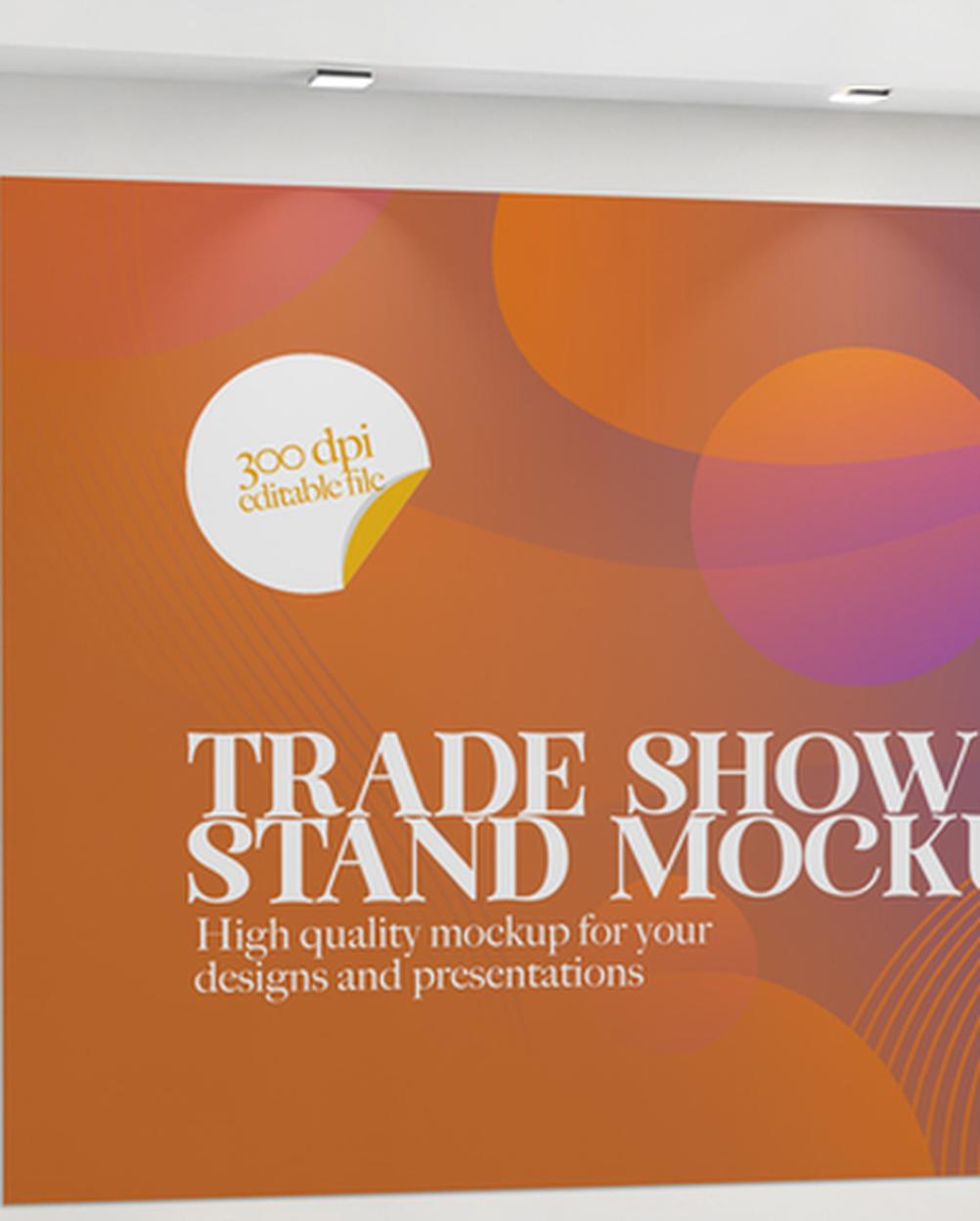 Mockup Stand Feira Comercial PSD Realista – vista frontal Mockup Stand Feira Comercial PSD Realista – vista frontal