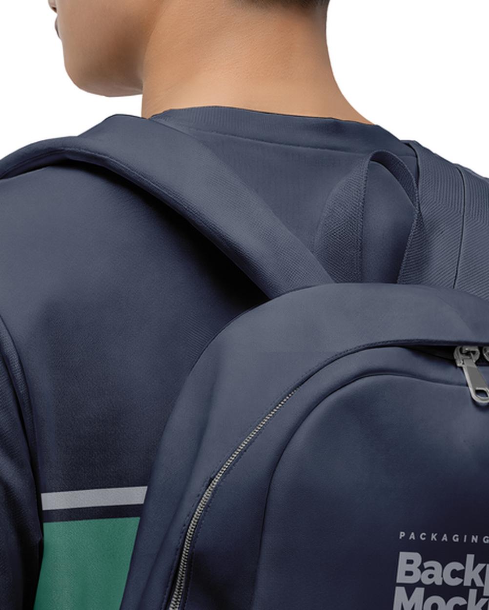 Mockup Jovem Com Mochila PSD Realista – vista costas Mockup Jovem Com Mochila PSD Realista – vista costas
