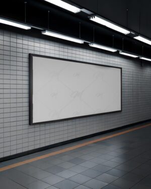 Mockup Anúncio Estação Metrô - Mockup PSD Mockups de Publicidade Editável