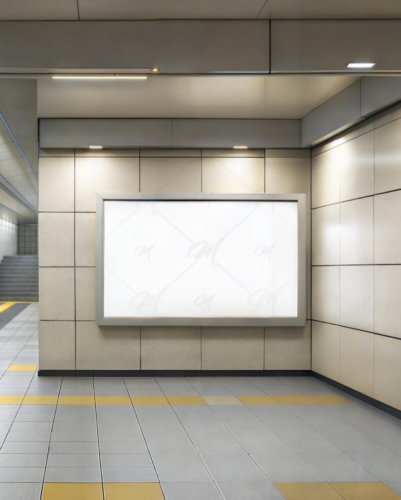 Mockup Painel na Estação de Metrô
