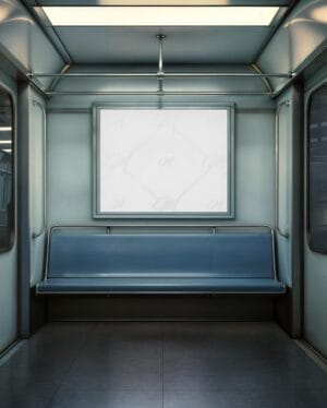Mockup Anúncio Vagão Metrô - Mockup PSD Mockups de Publicidade Editável