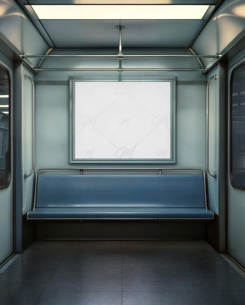 Mockup Anúncio Vagão Metrô PSD Realista