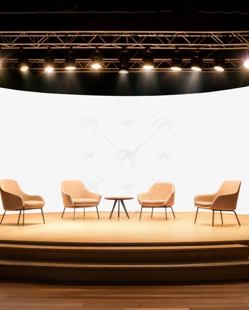 Mockup Backdrop Palco Conferência PSD Realista