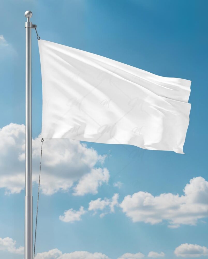 Mockup Bandeira Mastro Céu Aberto Premium PSD