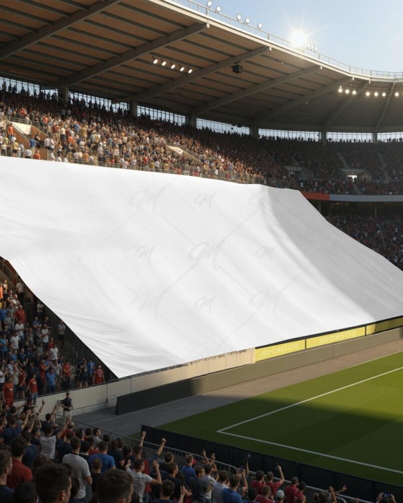 Mockup Banner Estádio Futebol PSD Realista