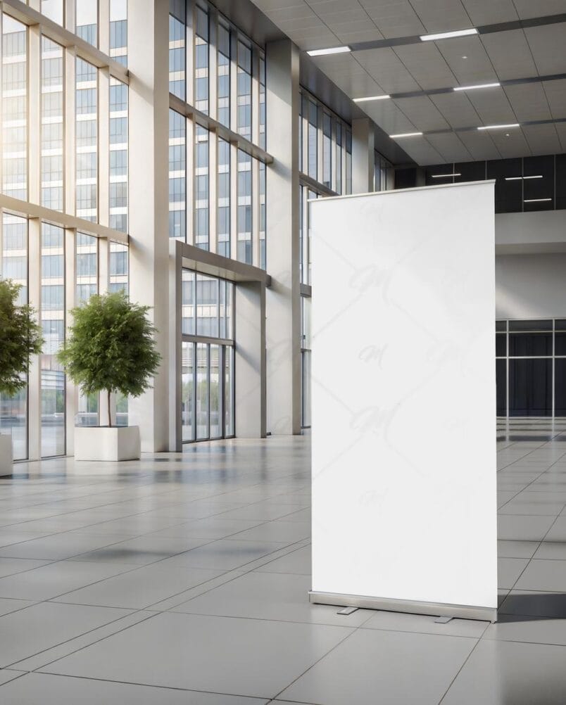 Mockup Banner Rollup Lobby Corporativo PSD