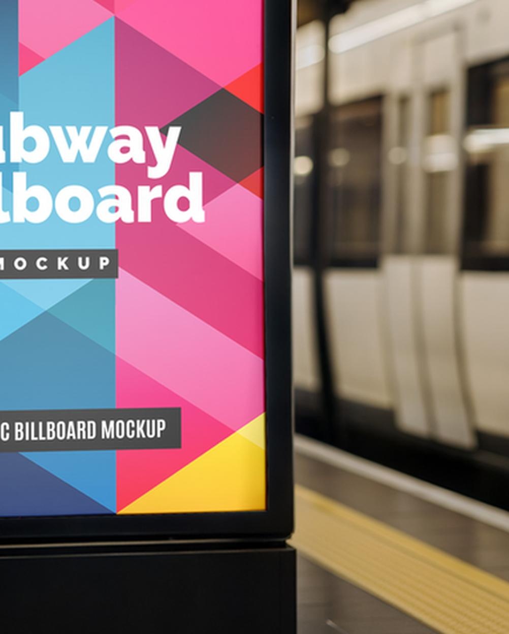 Mockup Billboard Plataforma Metrô - Detalhe Realista Mockups de Publicidade Mockup Profissional Mockup Billboard Plataforma Metrô - Detalhe Realista Mockups de Publicidade Mockup Profissional