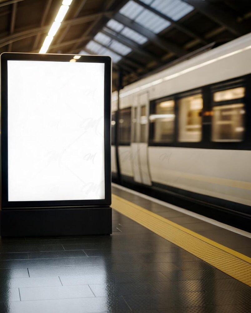 Mockup Outdoor Plataforma Metrô PSD Realista
