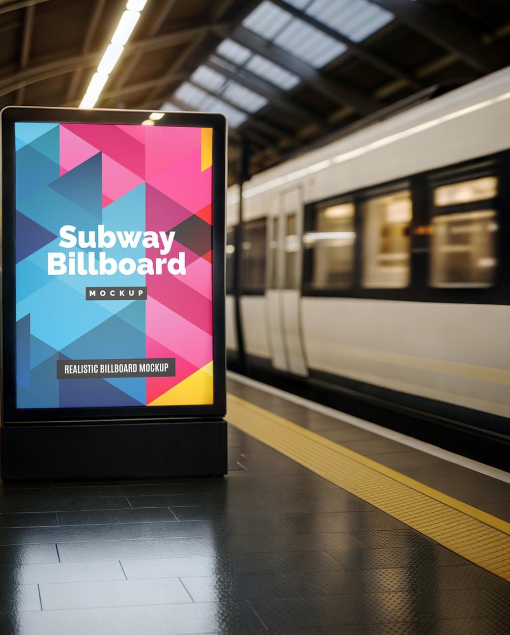 Mockup Billboard Plataforma Metrô - Vista Frontal Mockup Mockups de Publicidade para Download Mockup Billboard Plataforma Metrô - Vista Frontal Mockup Mockups de Publicidade para Download