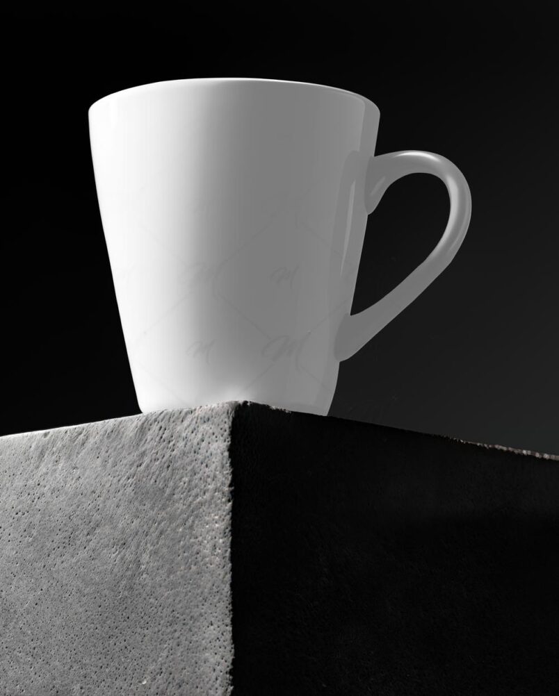Mockup Caneca Superfície Concreto PSD Realista