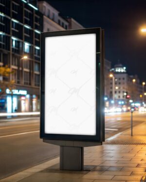 Mockup Outdoor Publicitário Noturno - Mockup PSD Mockups de Publicidade Editável