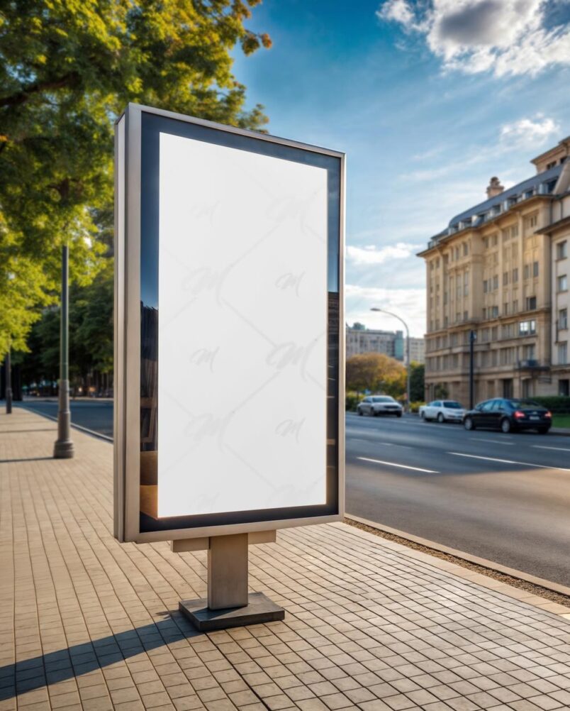 Mockup Placa Anúncio Publicitário PSD