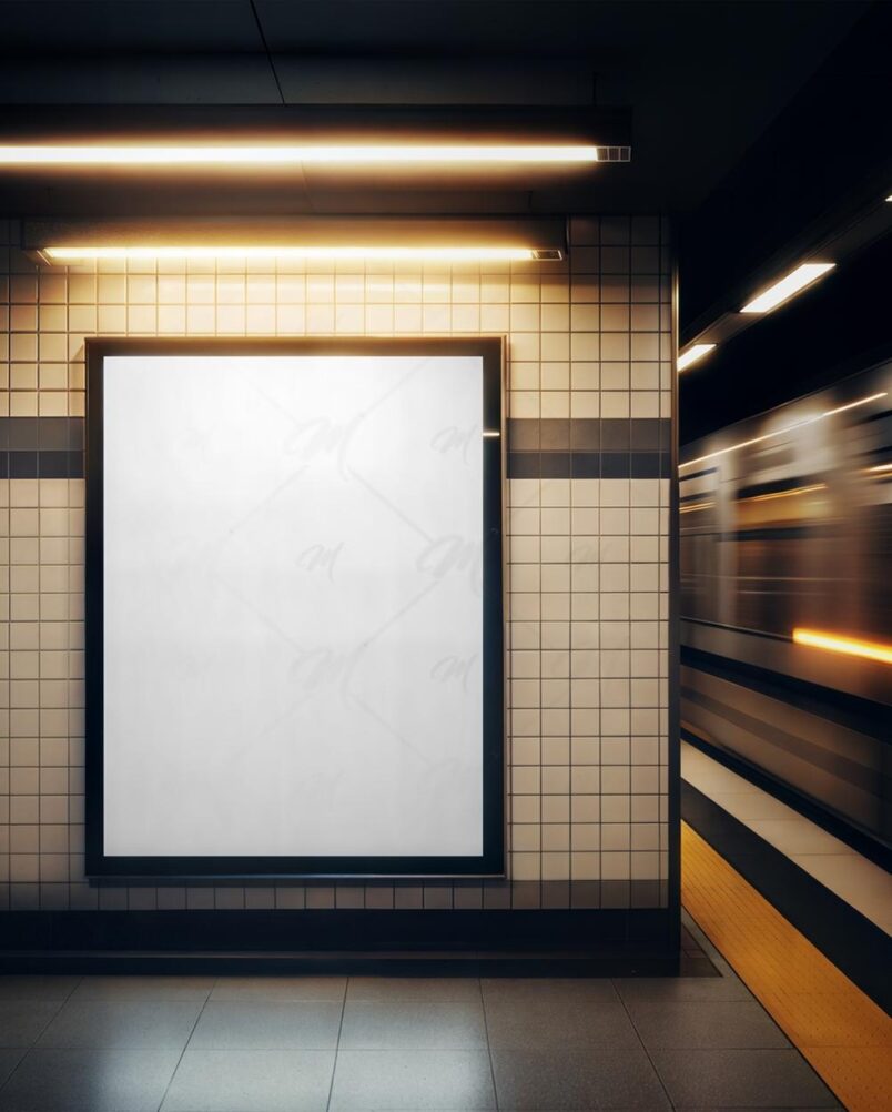 Mockup Painel Metrô PSD Alta Resolução
