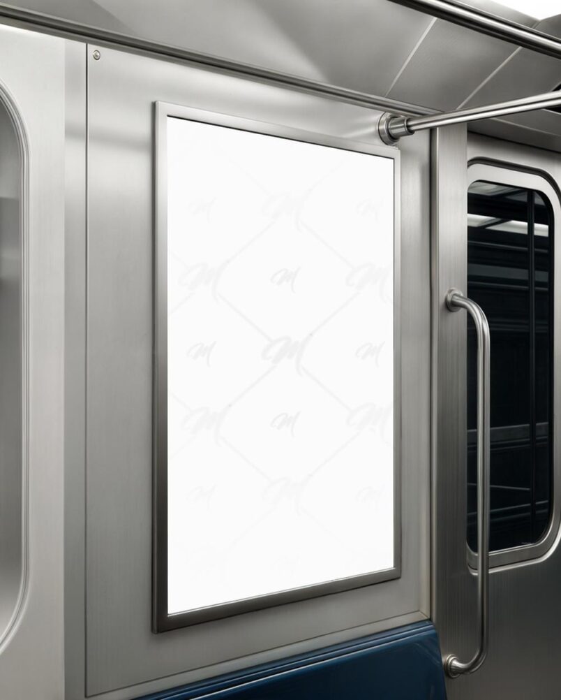 Mockup Painel Anúncio Vagão Metrô Premium PSD