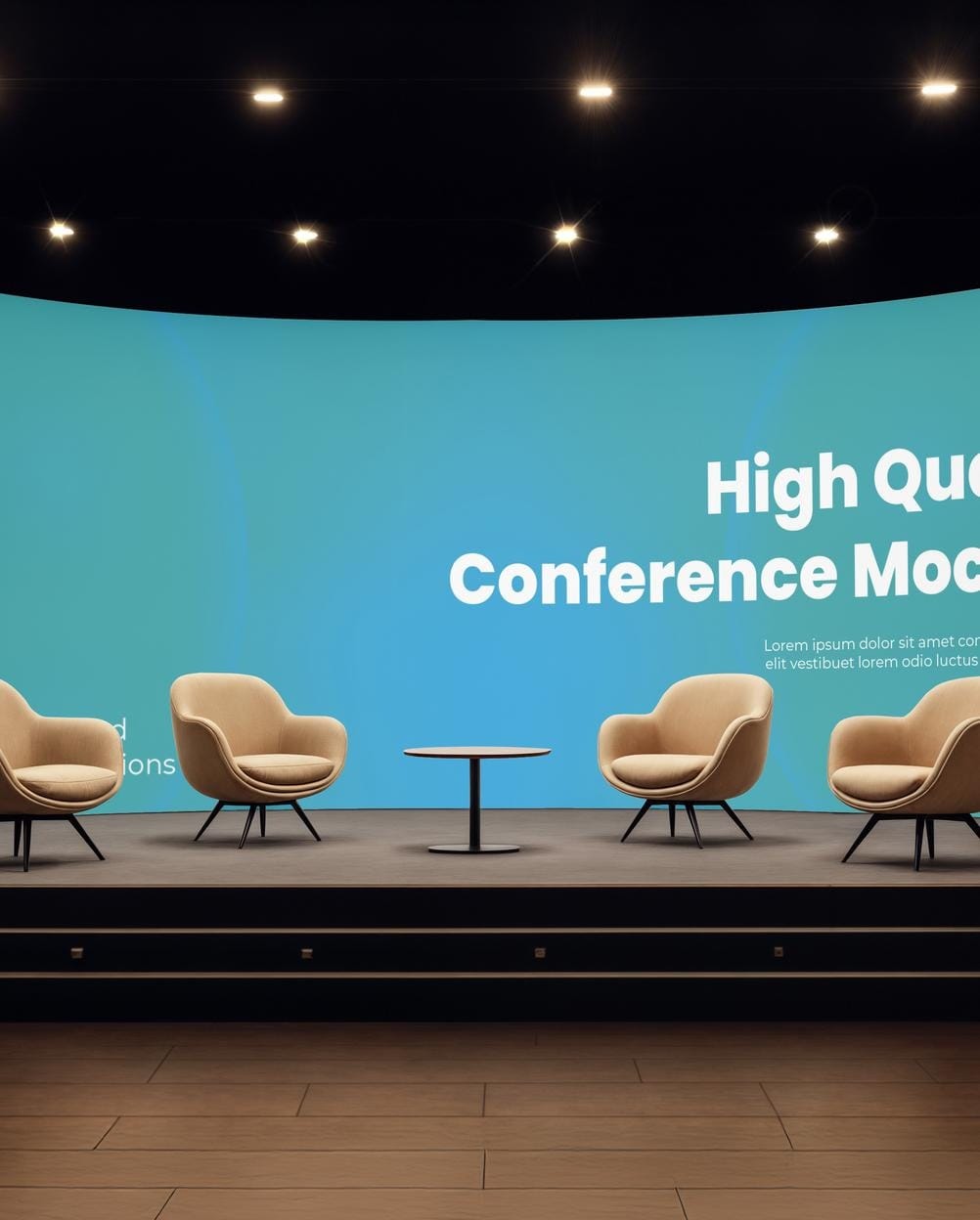 Mockup Painel Curvo Palco Conferência - Vista Frontal Mockup Mockups de Publicidade para Download Mockup Painel Curvo Palco Conferência - Vista Frontal Mockup Mockups de Publicidade para Download