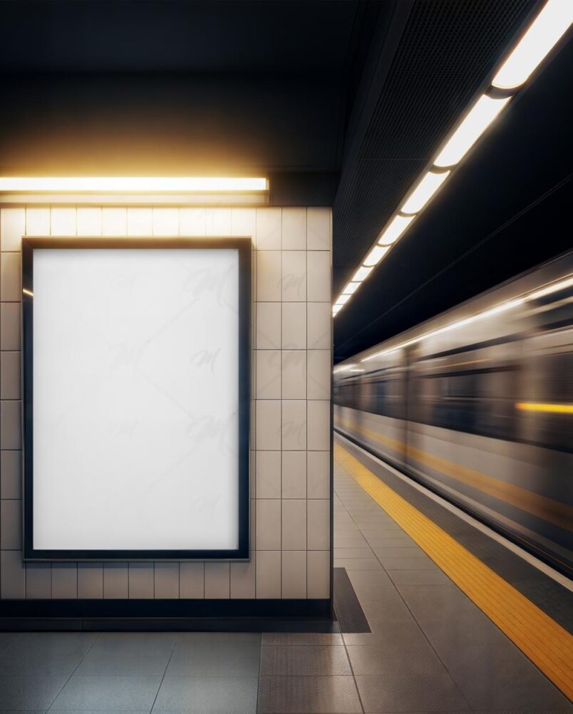 Mockup Painel Iluminado Metrô Mockup Painel Iluminado Plataforma Metrô PSD
