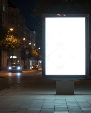 Mockup Painel Publicitário Noturno Rua - Mockup PSD Mockups de Publicidade Editável