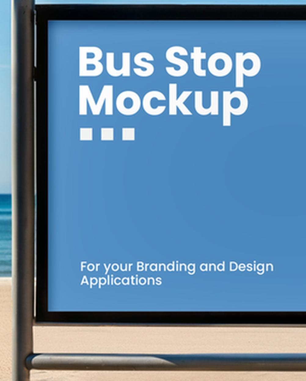 Mockup Painel Publicitário Ponto Ônibus Praia - Apresentação de Design Mockups de Publicidade PSD Mockup Painel Publicitário Ponto Ônibus Praia - Apresentação de Design Mockups de Publicidade PSD