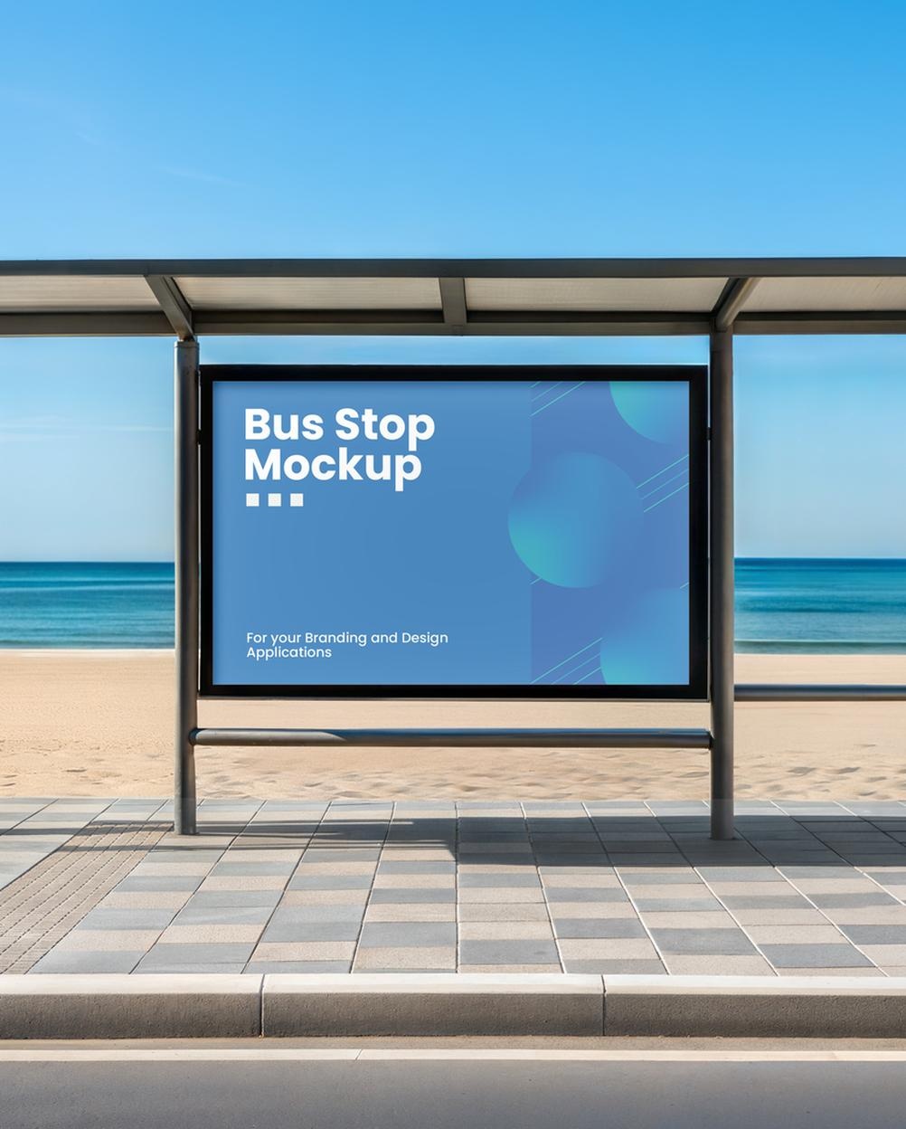 Mockup Painel Publicitário Ponto Ônibus Praia - Vista Frontal Mockup Mockups de Publicidade para Dow Mockup Painel Publicitário Ponto Ônibus Praia - Vista Frontal Mockup Mockups de Publicidade para Download