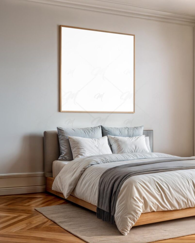 Mockup Quadro Moldura Quarto Moderno PSD